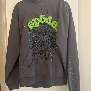 Sp5der Charcoal  Spider Web Design Hoodie